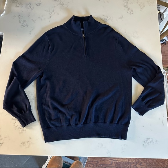 J.Crew Mens Navy Blue 100% Cotton Half Zip Sweater Size Large-B35 - Picture 2 of 10